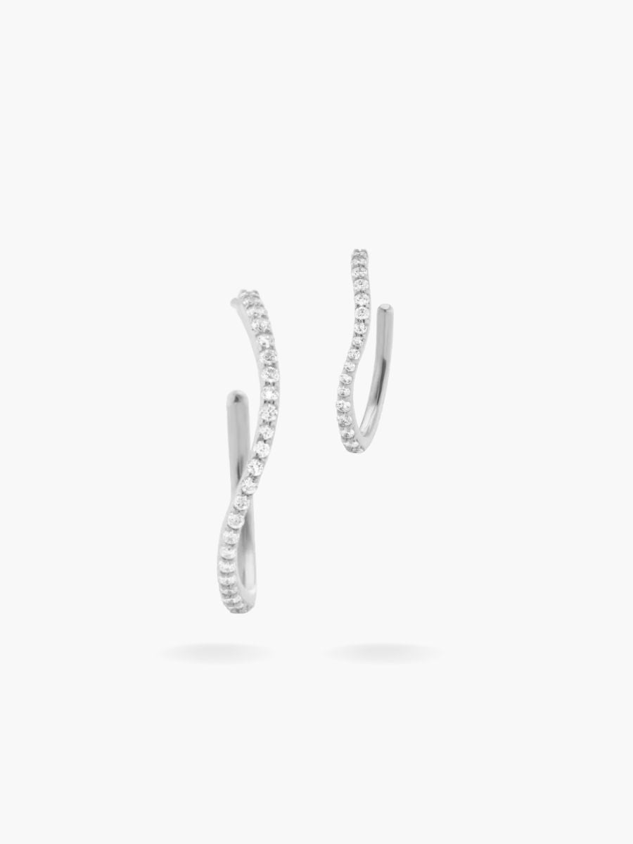 DUO BOUCLES PAVÉES SILVER - ZEYNE STUDIO
