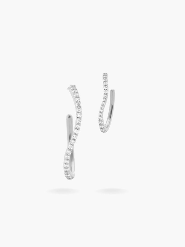 DUO BOUCLES PAVÉES SILVER - ZEYNE STUDIO